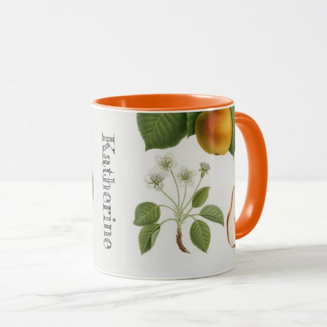Caneca Fruta de Flor de Pear Botânica Personalizada (Frente Esquerda)