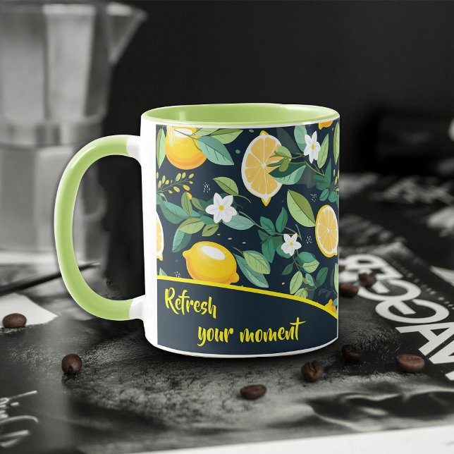 Caneca Fruta de limão-padrão deixa mug de café (Criador carregado)
