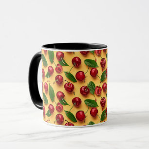 Caneca Fruta Feminina Padrão de Cereja de Verão Bonito