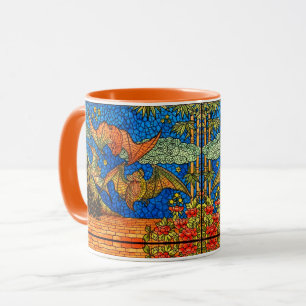 Caneca Fruta morcego Vidro manchado parece azul-mosaico l