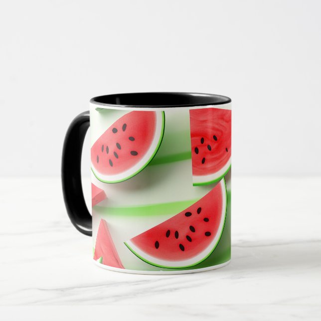 Caneca Frutas de desenho animado vegano fatia de melancia (Frente Esquerda)