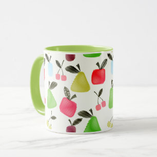 Caneca Frutas de desenho cartoon sem costura maçãs peras