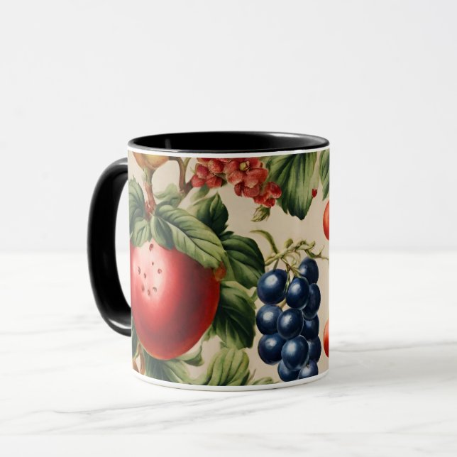 Caneca Frutas e flores do Jardim Italiano de Luxo (Frente Esquerda)