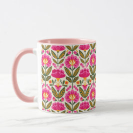 Caneca Fuchsia Pink Mexican Flowers BOHO Chic Floral