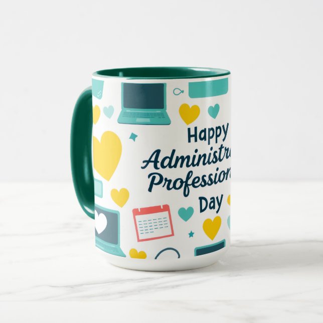Caneca Fun Office Icons Administrative Day Pattern (Frente Esquerda)