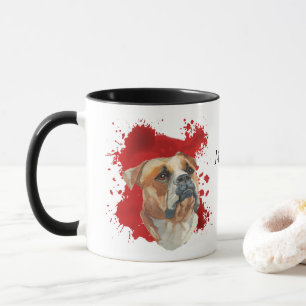 Caneca Fundo Abstrato Vermelho do Bulldog Americano