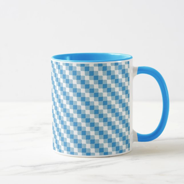 Caneca fundo Azul-branco dos quadrados (Direita)