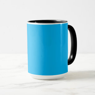 Caneca Fundo Azul Ciano Sólido   Estilo Minimalista de Ve