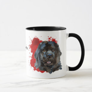 Caneca Fundo de Abstrato Vermelho de Cão da Terra Nova