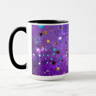 Caneca Fundo de folhas roxas com estrelas