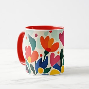 Caneca Fundo floral abstrato, vibrante,