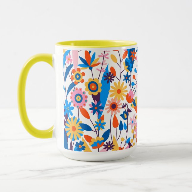 Caneca Fundo Floral Multicolor Exótico-32939 (Esquerda)
