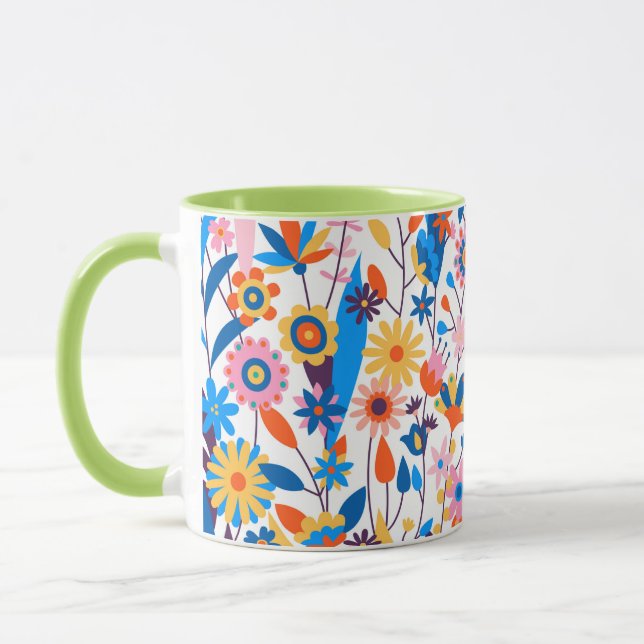 Caneca Fundo Floral Multicolor Exótico-32939 (Esquerda)