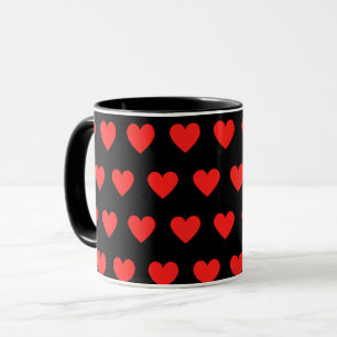Caneca Fundo negro dos corações vermelhos
