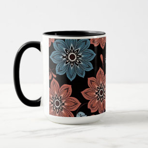 Caneca Fundo Preto Com Flores