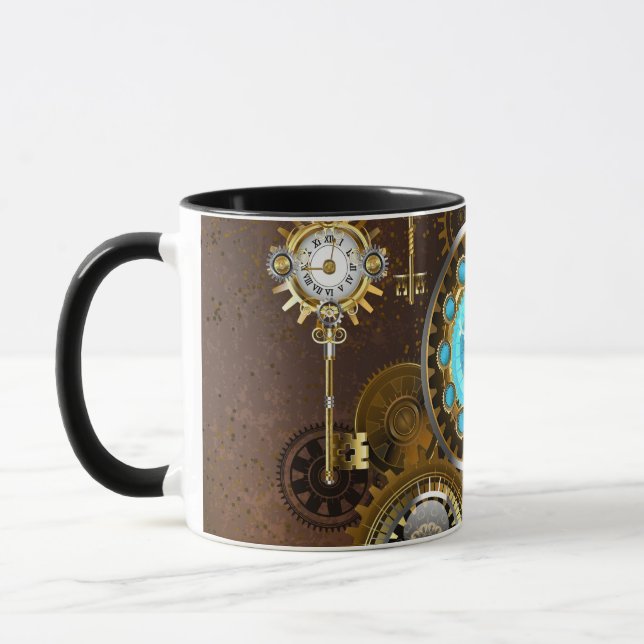 Caneca Fundo Rusty Steampunk com Lentes Turquesa (Esquerda)