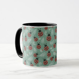 Caneca Fundo Verde de Ladybugs