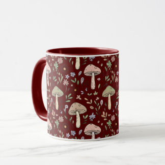 Caneca Fungo Marrom Escuro Sem Costura Gothic Dark Academ