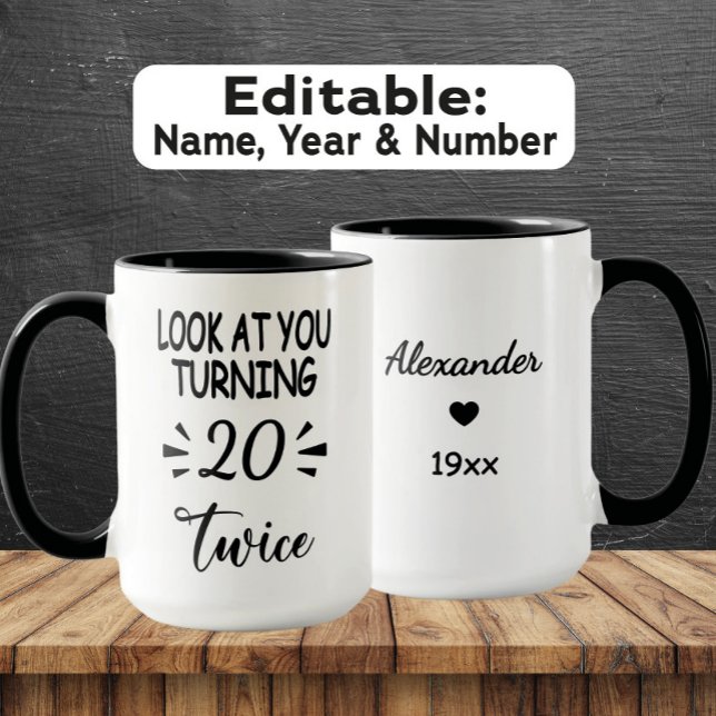 Caneca Funny 40th Birthday Mug – Custom Name & Birth Year (Criador carregado)