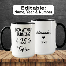 Caneca Funny 50th Birthday Mug – Custom Name & Birth Year