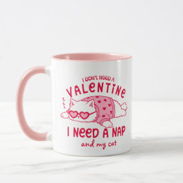 Caneca Funny Anti-Valentine Nap and My Cat Custom Coffee 
