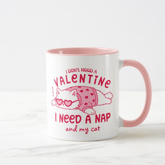 Caneca Funny Anti-Valentine Nap and My Cat Custom Coffee  (Direita)