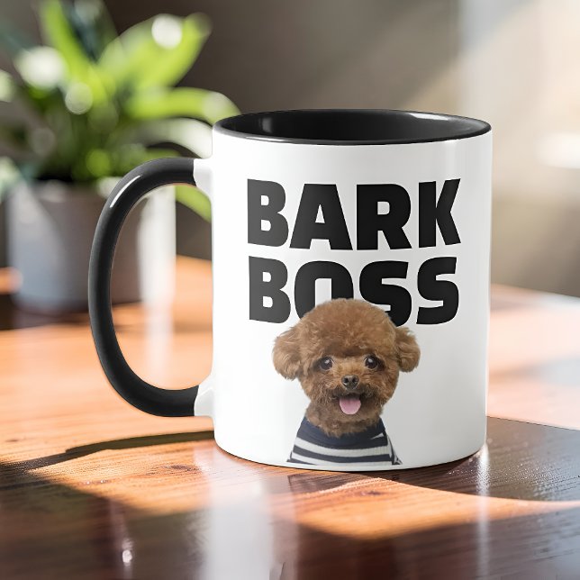 Caneca Funny Bark Boss Dog Photo Personalized (Criador carregado)
