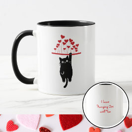 Caneca Funny Black Cat Hanging Out Valentine's Day