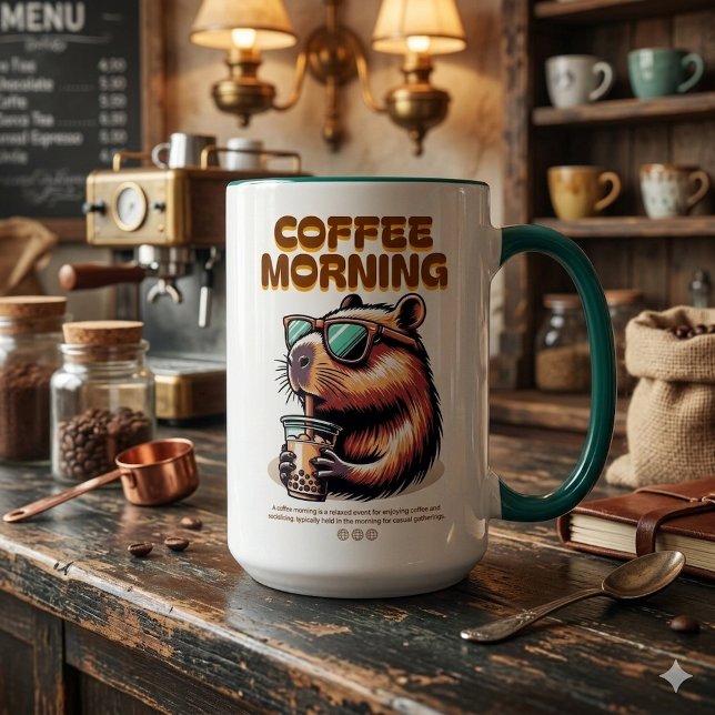 Caneca Funny Capybara Morning Coffee Drinker Mug (Criador carregado)