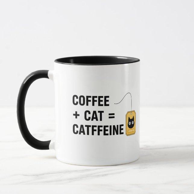 Caneca Funny  Cat Lover Caffeine Addict Gift (Esquerda)