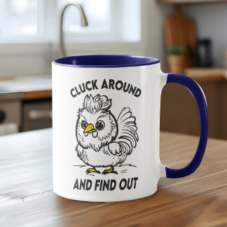 Caneca Funny Chicken Cluck Around & Find Out Based Doodle