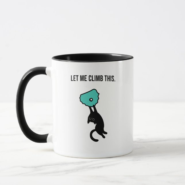 Caneca Funny Climbing Cat Catches Climbing Hold (Esquerda)
