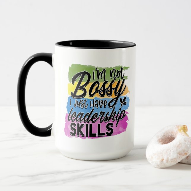 Caneca Funny coffee sarcasm word art bossy (Com Donut)