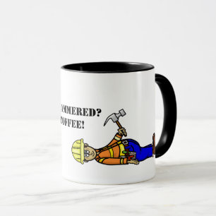 Caneca Funny Construction Worker com Hammer Mug