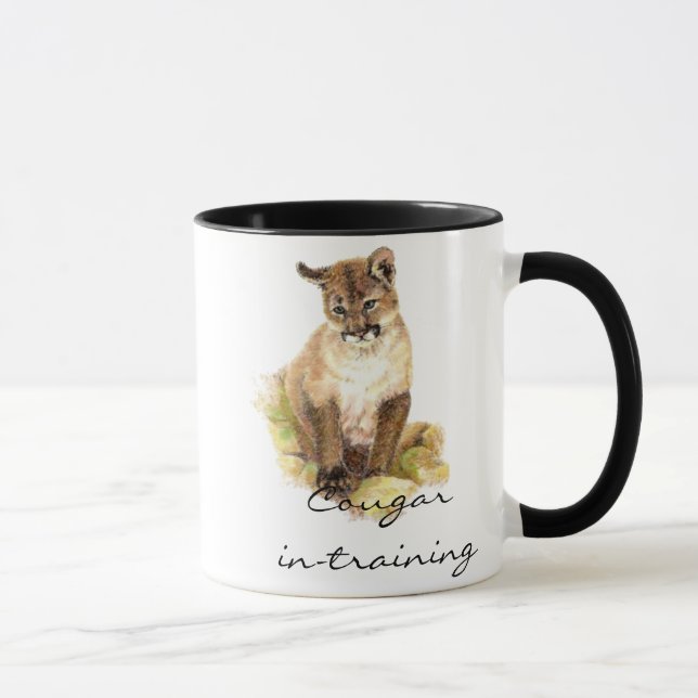 Caneca Funny Cougar em treinamento com Cub, Kitten (Direita)