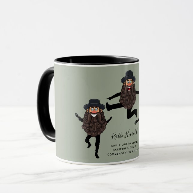 Caneca FUNNY Dancing RABBI Personalizado com Texto (Frente Esquerda)