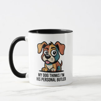 Caneca Funny Dog Butler Cartoon Quote