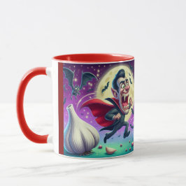 Caneca Funny Dracula Mug – Vampire Running from garlic