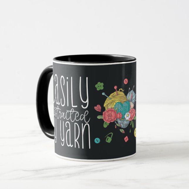 Caneca Funny fácil distraído por Yarn Crochet Mug (Frente Esquerda)