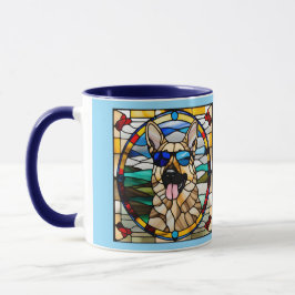 Caneca Funny German Shepherd Stained Glass Coffee Mug