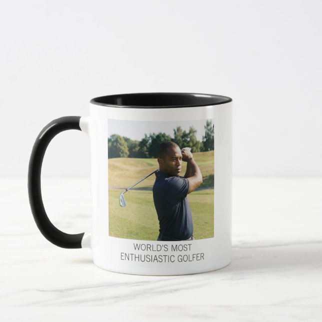 Caneca Funny Golf Photo Custom Dad Enthusiastic Golfer (Esquerda)