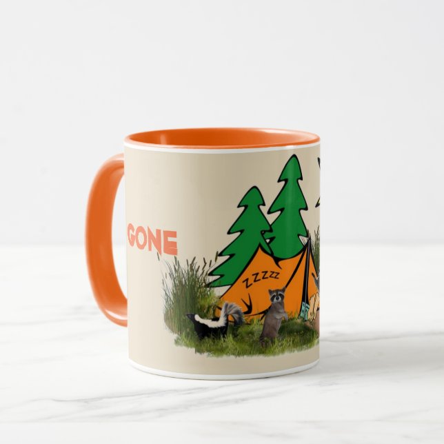 Caneca Funny Gone Acampando Engraçado Mug (Frente Esquerda)