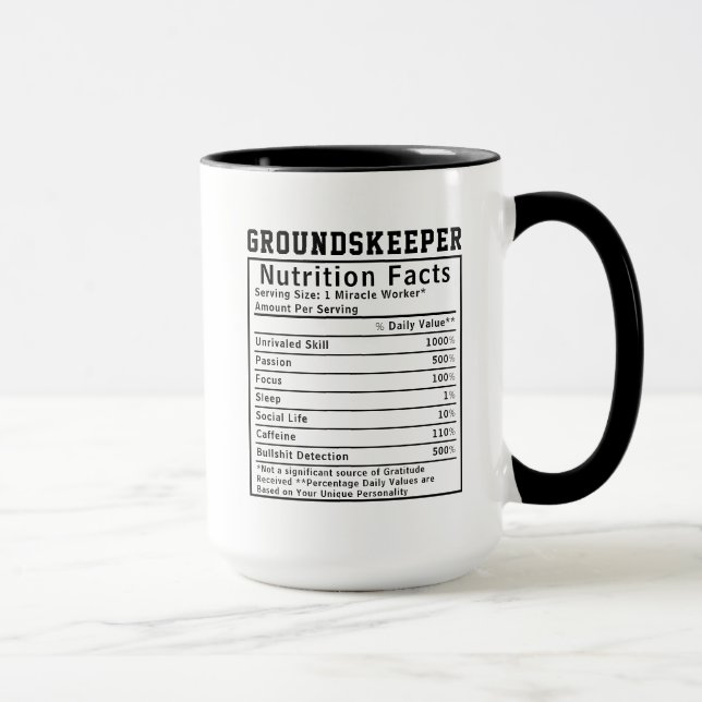 Caneca Funny Groundskeeper Nutrition Facts Worker Gift (Direita)