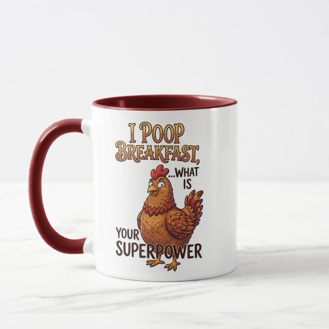 Caneca Funny Hen I Poop Breakfast - Superpoder Mem (Esquerda)