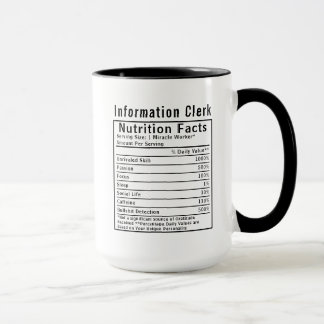 Caneca Funny Information Clerk Nutrition Facts Staff Gift