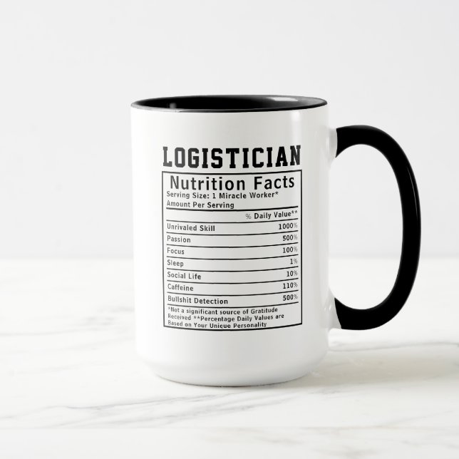 Caneca Funny Logistician Nutrition Facts Coordinator Gift (Direita)