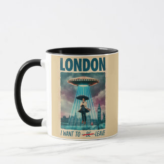 Caneca Funny London Alien Abduction Retro Sci-Fi Poster