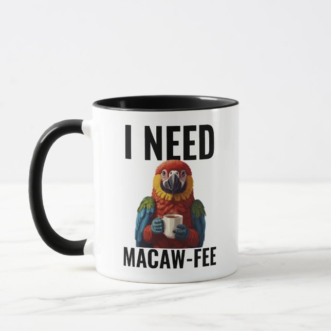 Caneca Funny Macaw Parrot Bird Lover Pun Humor Template (Esquerda)