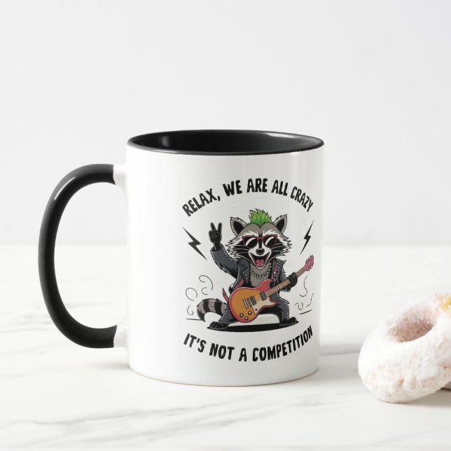 Caneca Funny Rocking Racoon (Com Donut)
