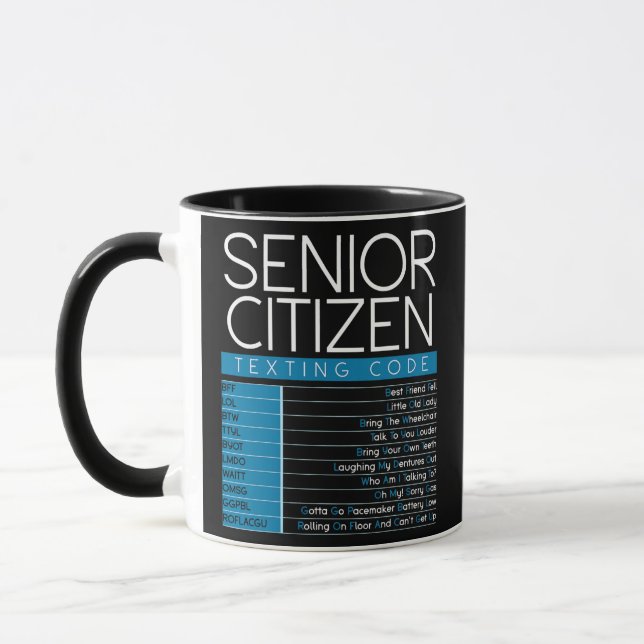 Caneca Funny Senior Citizen Texting Code Cool Grandpa (Esquerda)